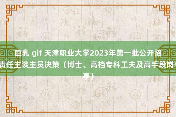 巨乳 gif 天津职业大学2023年第一批公开招聘责任主谈主员决策（博士、高档专科工夫及高手段岗亭）