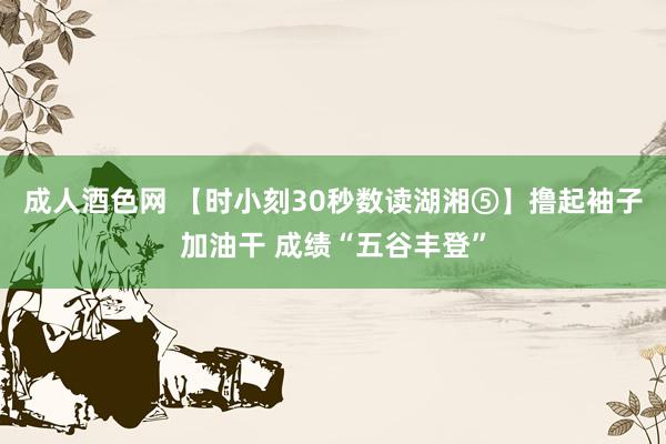 成人酒色网 【时小刻30秒数读湖湘⑤】撸起袖子加油干 成绩“五谷丰登”