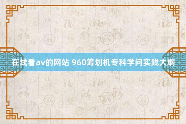 在线看av的网站 960筹划机专科学问实践大纲